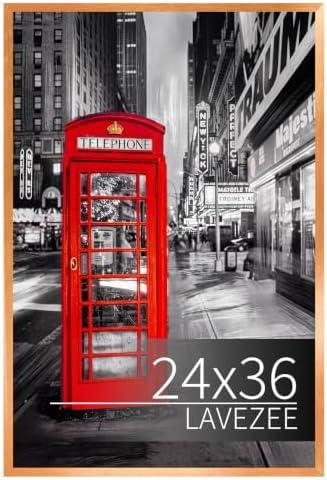 Lavezee 24x36 Poster Frame, Metal 1 Pack, Brass Finish | 24 x 36 Picture Frame for Family Photos Art Print, Horizontal & Vertical Wall Mounting for Wedding Christmas Mother's Day