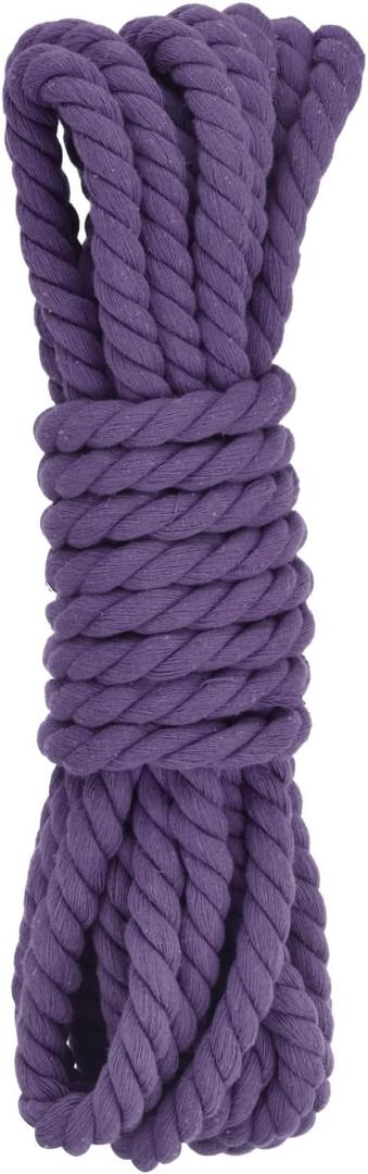 Rebower 0.5 Inch 25 Feet Macrame Cord, Cotton Cord Rope String 3 Strands Twisted Braided Thick Macrame Cord [for Crafts Wall Plant Hangers] - Purple