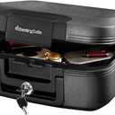 SentrySafe Dark Gray Fireproof and Waterproof Safe with Key Lock, Chest Lock Box with Carrying Handle for Travel, 0.28 Cubic Feet, 6.6 x 15.4 x 14.3 Inches, CFW20201