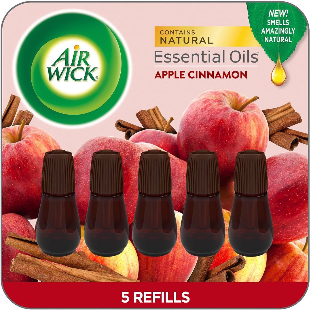 Air Wick Essential Mist Refill, 5 ct, Apple Cinnamon Medley, Essential Oils Diffuser, Air Freshener