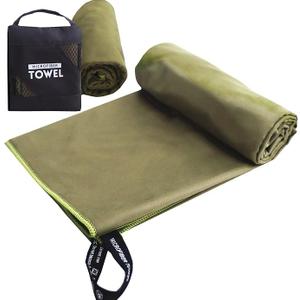 Microfiber Travel Towel 40x72  Quick Drying Camping Towels, Super Absorbent Gym Towel, Lightweight Travel Compact Beach Towel for Sports, Trip, Beach, Yoga, Hiking, Bathroom, Pool (Army Green)