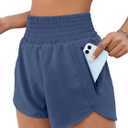 BMJL Women's Athletic Shorts High Waisted Running Short Pocket 2.5" Sporty Shorts Gym Workout Shorts (Blue, S)