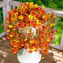 Artificial Fake Mums Flowers Plants for Outdoors, 2 PCS Artificial Hanging Silk Flowers Faux Pansies UV Resistant Look Real for Outside Porch Planter Home Decor (Orangemixed)