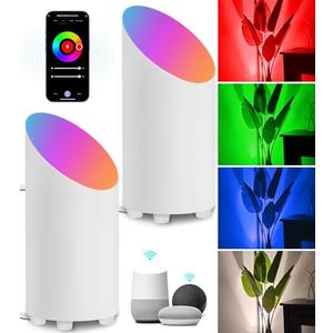 SUNVIE Smart Floor Can Light 5W RGBW Color Changing Up Lights Indoor with Timer 2700K-6500K Floor Spotlight Dimmable Uplighting Indoor Uplights for Plant Corner, APP Control Alexa & Google Home, 2PCS