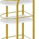 3-Tier Bar Cart, Home Bar Serving Cart with Fence and Wheels, for Dining Room, Living Room, Garden, Party, White and Gold BC06DW (White + Gold)