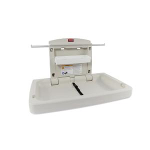 Rubbermaid Commercial Products Horizontal Baby Changing Station, Light Platinum, Wall-Mounted Fold-Down Diaper Change Table with Safety Straps for Restaurants/Hotels/Schools/Airports