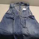 Caracilia Women Oversized Denim Romper Summer Casual V Neck Tie Front Sleeveless Jean Jumpsuits Short Overalls with Pockets (Medium, Washed Deep Blue)