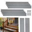 tonchean 8 Pack Non Slip Aluminum Stair Treads, 30 x 3.75 Outdoor Step Treads for Wooden Steps, Deck, Ramp, Grey Coated Anti Slip Stair Treads with Screws, Easy to Install