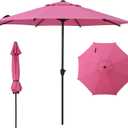 Abba Patio 9FT Lyon Outdoor Patio Umbrella Outdoor Table Umbrella with Crank Market Umbrella 8 Sturdy Ribs UV Protection Waterproof and Push Button Tilt for Garden Deck Backyard Pool,Pink