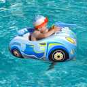 Swimbobo Toddler Pool Float with Seat Boat Inflatable Ride-on Airplane Pirates Sharks Car for Kids Outdoor Toys, Medium