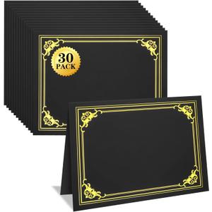 30 Packs Certificate Holders, Black Certificate Covers, Diploma Holders, Certificate Folders with Gold Foil Border for Letter Size 8.5" x 11" Certificates, Diploma, Documents, Award Cover