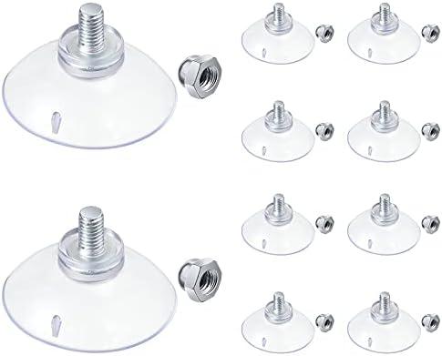 Quzzil 10 Pcs Suction Cups for Glass Window Screw Suction Pads 1.73"/44mm PVC Clear Sucker Pads with Cap Nut M6 Thread for Home Organization Bathroom Window Wall