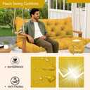 Porch Swing Cushions Waterproof Outdoor Swing Cushions 2-3 Seater Thicken 5" Dark Gray Patio Swing Cushion with Backrest 48 40" Swing Replacement Cushion for Outdoor Furniture(Yellow)
