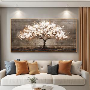 Wapluam Large Framed Wall Art,Tree Of Life Wall Art,Neutral Abstract Canvas Painting Art Prints,Wall Decor For Living Room,Modern Rustic Pictures For Bedroom Bathroom Dining Room Office Decorations