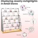 Earring Display for Vendors, 6 Tiers Earring Rack Display Holder Stand, Earring Organizer Holder, Jewelry Display for Selling Earings Cards, Necklaces Rings Bracelets, Keychains (Black)