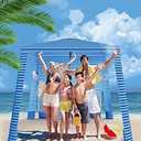 Beach Cabana - 6.2’x6.2’ UPF 50+ Sun Shade, Easy Setup & Portable, Waterproof Canopy with Sand Pockets, Side Wall & Beach Umbrella Tent Design - Perfect for Family Trips, Picnics & Camping