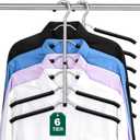 DOIOWN Space Saving 6 Tier Coat Hangers - Non Slip Foam Padded, Black Metal Sweater & T Shirt Hangers for Men & Women, 2 Pack Closet Organizers