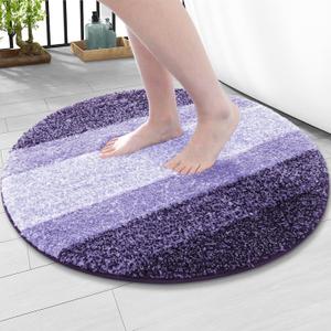 Arotive Microfiber Bathroom Rugs, Shaggy Soft and Absorbent Bath Rug, Non-Slip, Thick Plush Machine Washable Dry Bath Mats for Bathroom, Tub and Shower, 24x24, Dark Purple, Round