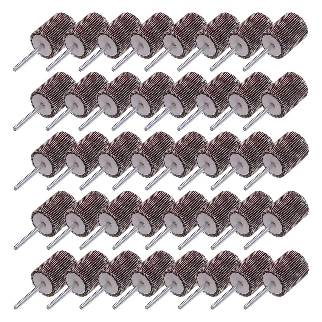 40 Pcs 1/8 Shank Flap Wheels Set, 10pcs of Each 60/80/120/240 Grits Abrasive Sandpaper Flap Sanding Wheel Grinding Head Rotary Tool for Grinding and Polishing
