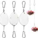 3 Pcs Upgraded Heavy Duty Retractable Plant Hanger,Plant Pulleys for Hanging Plants,Easy to Raise and Lower,Auto Lock,Adjustable Hook for Garden Baskets Pots,Birds Feeder and Grow Lights,White