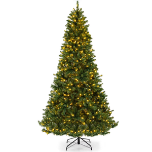 8 FT Artificial Xmas Tree with 1498 PVC Branch Tips 880 Warm White LED Lights, CM24570US