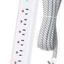 Power Strip Surge Protector with USB C - Flat Plug Extension Cord with 6 AC Outlets 4 USB (2 USB C), Wall Mount, 5ft, 900 J, Multi Plug Outlet Extender for Home Office Dorm Room Essentials