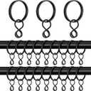 50 Pack Black Curtain Rings with Eyelets 1.5 Inch Inner Diameter Eyelet Curtain Rings for Pin Hooks Metal Drapery Ring with Clips