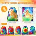 24 Pcs Tie Dye Party Favor Bags Drawstring Birthday Gift Bag Candy Goodie Treat Bag Colorful Snacks Bag, Polyester Wrap Bags for Retro Tye dye Beach Party Decor School Supplies (9.8 x 7.1 Inch)