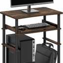 Furinno Home Desk, 23.6 Wide Gaming Desk with Keyboard Tray, Open Shelf Laptop Notebook Computer Desk, Office Desk for Home Office, Study Room, Dorm, Bedroom, Amber Pine