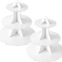 Soleebee 3-Tier Cupcake Stand, Cardboard Cupcake Tower, Dessert Cup Cake Stand Tower for Birthday Wedding Party Decoration, Cupcake Tier Stand 2 Set (White)