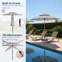 Patio Kingdom 10FT Patio Umbrella, 2 Tier Outdoor Table Umbrella, Large Vented Market Umbrellas with Push Button Tilt and Crank, 8 Sturdy Ribs for Backyard, Deck, Pool, UPF50+ UV Protection, Light Gray