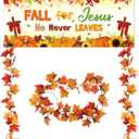 SmoothNovelty 3 Pcs Fall for Jesus He Never Leaves Themed Vacation Bible School Decoration, Jesus Porch Sign Banner Decor - Thanksgiving Classroom Bulletin Board Decor, Fall Christian Church Party