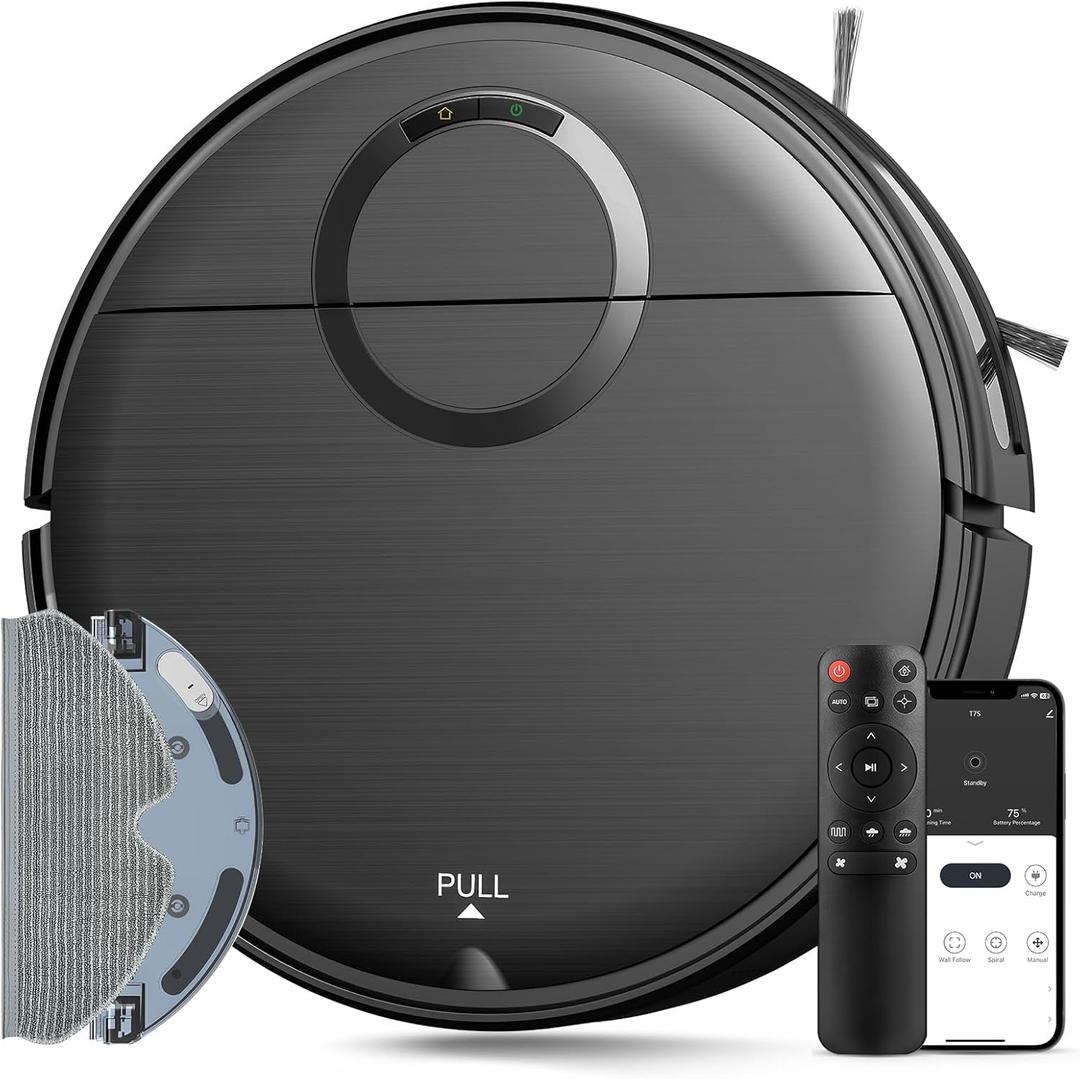 Robot Vacuum and Mop Combo, 2 in 1 Self Cleaning Vacuum and Mop Robot with Schedule, Wi-Fi/App/Remote, Strong Suction, Self-Charging, Slim, Ideal for Hard Floor, Pet Hair, Low-Pile Carpet