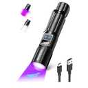 Black Light Flashlight, UV Light USB C Rechargeable with LCD Display, Zoomable Woods Lamp 2N1, 395NM Blacklight for Pet Urine Detection, Resin Curing, Rocks, Travel, Minerals, Scorpion, Glass, Leak