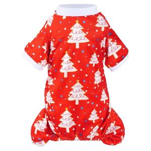 Pistha Dog Christmas Pajamas Cute Pet Jumpsuit Doggy Clothes Puppy Holiday Outfit for Small Dogs Cats, Small