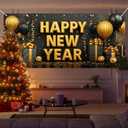 13x6ft Happy New Year Garage Door Banner Golden Balloons Confetti Backdrop New Year's Eve Garage Door Cover Decoration for Celebration Party Indoor Outdoor House Wall Background Decor