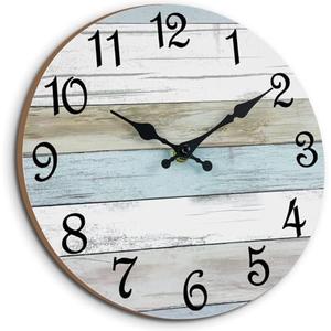 CHYLIN Wall Clock 12" Battery Operated Silent Non-Ticking Coastal Beach | Analog Nautical Ocean Beach Themed Blue Nautical Ocean Kitchen,Bedroom,Bathroom,Home Bedroom