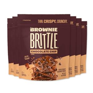 Brownie Brittle Original Chocolate Chip Thin and Crispy Sweet Snacks, Family Size (Pack of 6, 5 oz), Rich Gourmet Brownie Bites Dessert (EXP 03/19/27)