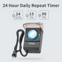 2 x TiFFCOFiO Outdoor Heavy Duty Mechanical Timer Outlet Waterproof, 15 Minutes Intervals, 24 Hour Outdoor Pool Pump Timer with 2FT Cord, 2 Grounded Outlets for Outdoor Lights, 15A/1875W