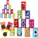 JOYIN 13 Pcs Carnival Bean Bag Toss, Knockdown Can Game Set, Holiday & Birthday Party Games, Outdoor Lawn Yard Activity for Kids Party Favors, Easter Egg Hunt for Classroom Gifts (Monster Style)