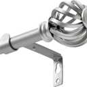 Luvenia Silver Decorative Curtain Rods, Adjustable Curtain Rod For Windows 28 to 48 Inch(2.3-4Ft), Small Curtain Rod For Bedroom, Living Room, Kitchen, Farmhouse