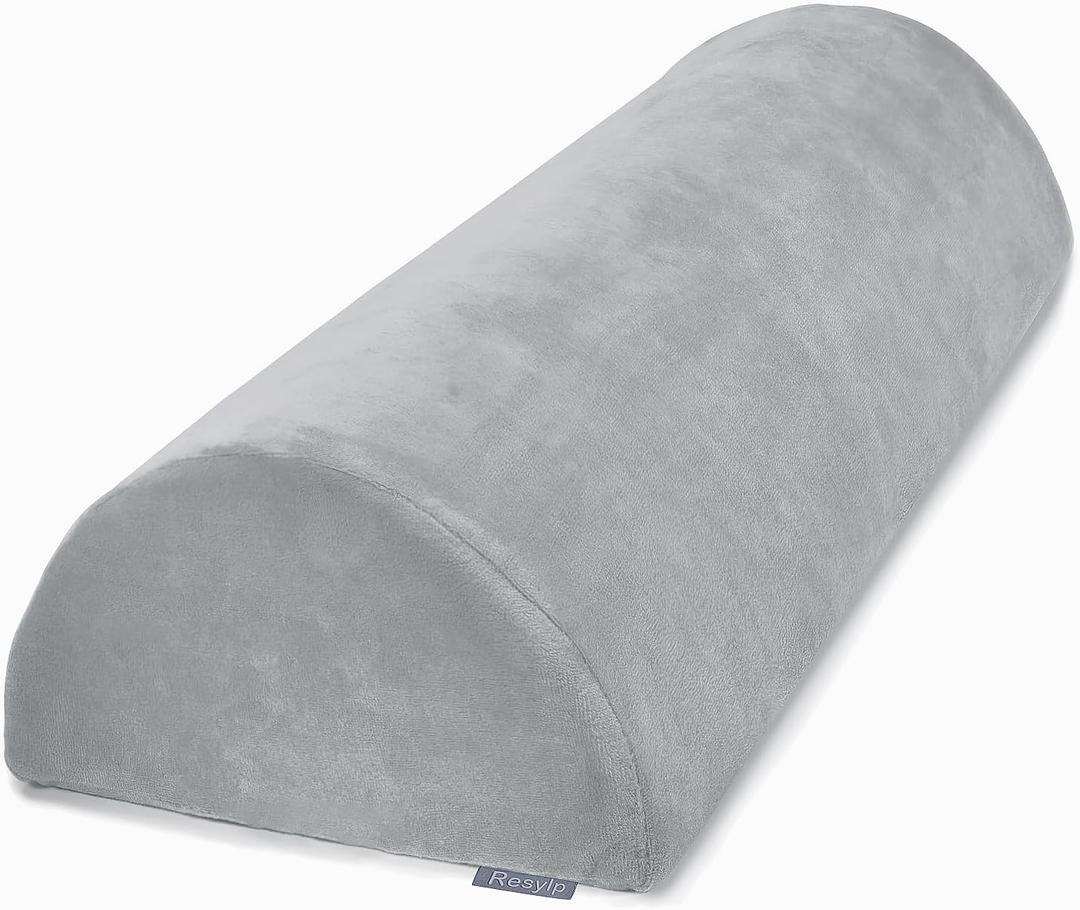 Knee Pillow for Back Sleeping, Memory Foam Bolster Pillow for Legs, Under Knee Pillow for Sleeping on Back, Leg Pillow for Back & Hip Pain Relief, Half Moon Pillow, Grey