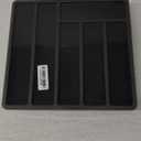 Lifewit Silverware Organizer with Lid, Covered Utensil Tray for Kitchen Drawer and Countertop, Plastic Cutlery and Flatware Storage Box for Spoons Forks Knives Holder Case, 7 Compartments, Black (11.3"L  14.4"W)