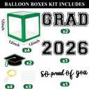 DAZONGE Graduation Decorations 2026, Set of 4 Green Graduation Boxes with 139pcs Balloon Arch Garland Kit & 4 String Lights - So Proud of You Class of 2026 Decorations