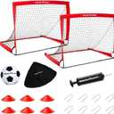 Kids Soccer Goals for Backyard - Includes Two 4'x3' Nets, Ball, Pump, 8 Stakes, 6 Cones, 2 Targets - for Kids Ages 4-10 - Easy to Set Up Soccer-Goal Set