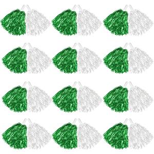DILIBRA 24 Pcs Metallic Cheerleading Pom Poms for Kids, Cheerleaders Cheer Pom Poms with Baton Handle, Cheering Squad Hand Flower for Adults Team Spirit Sports Game Dancing Party