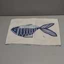 Embroidered Navy Fish Decor Pillow Cover,12X20 inches Decorative Canvas Pillow Cover with Nautical Navy Fish Pattern