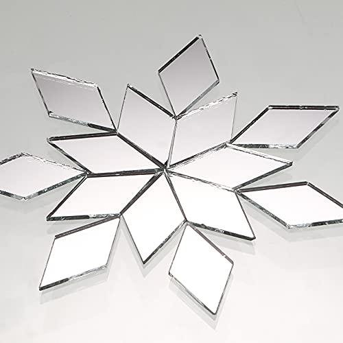 500 Pcs Diamond Shape Mirror Pieces for Craft 0.5 x 1 Inch Small Rhombus Mirror Mosaic Tiles Mini Square Triangle Glass Tile for Art and Craft Wall Door Home Decorations Making Supplies