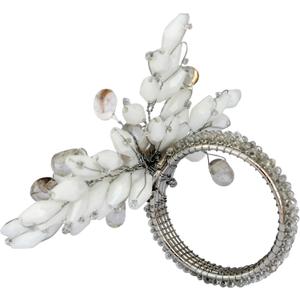 ITOS365 Napkin Rings Set of 12 for Dining Table Decoration Parties Everyday Metal Napkin Holder Leaf White (Pack of 12)