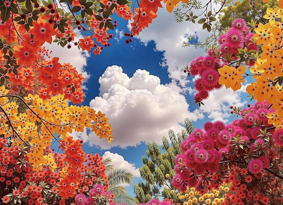 1000-Piece Puzzle for Adults - Relaxing Nature Jigsaw for Adults, Blooming Tree Canopy with Blue Sky Scene, Fun and Challenging Jigsaw Puzzles, 26.65 x 19.25 in